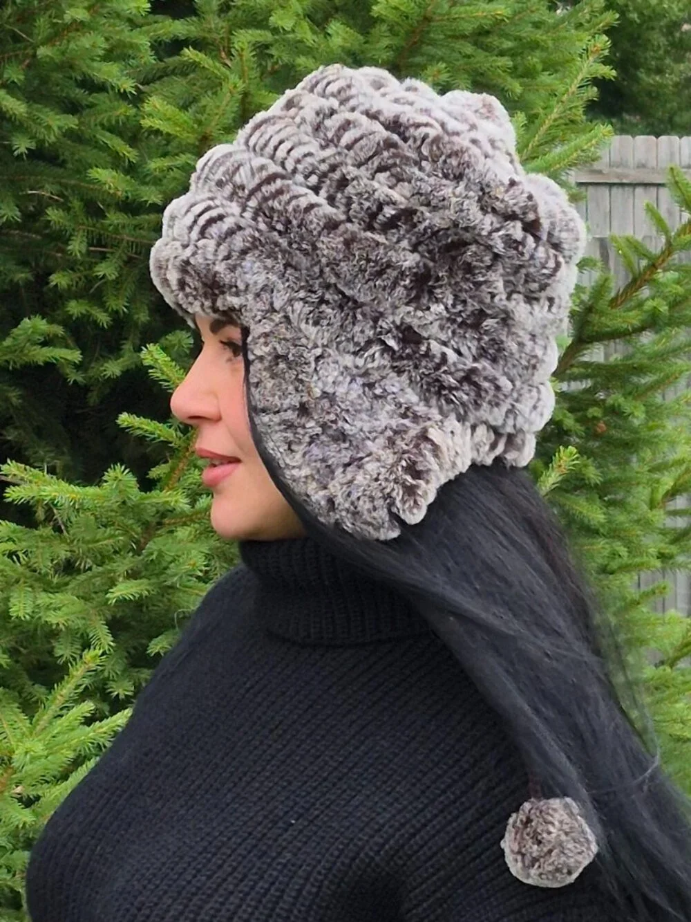 Brown Real Rex Rabbit Fur Hat, Unisex Winter Earflap Hat